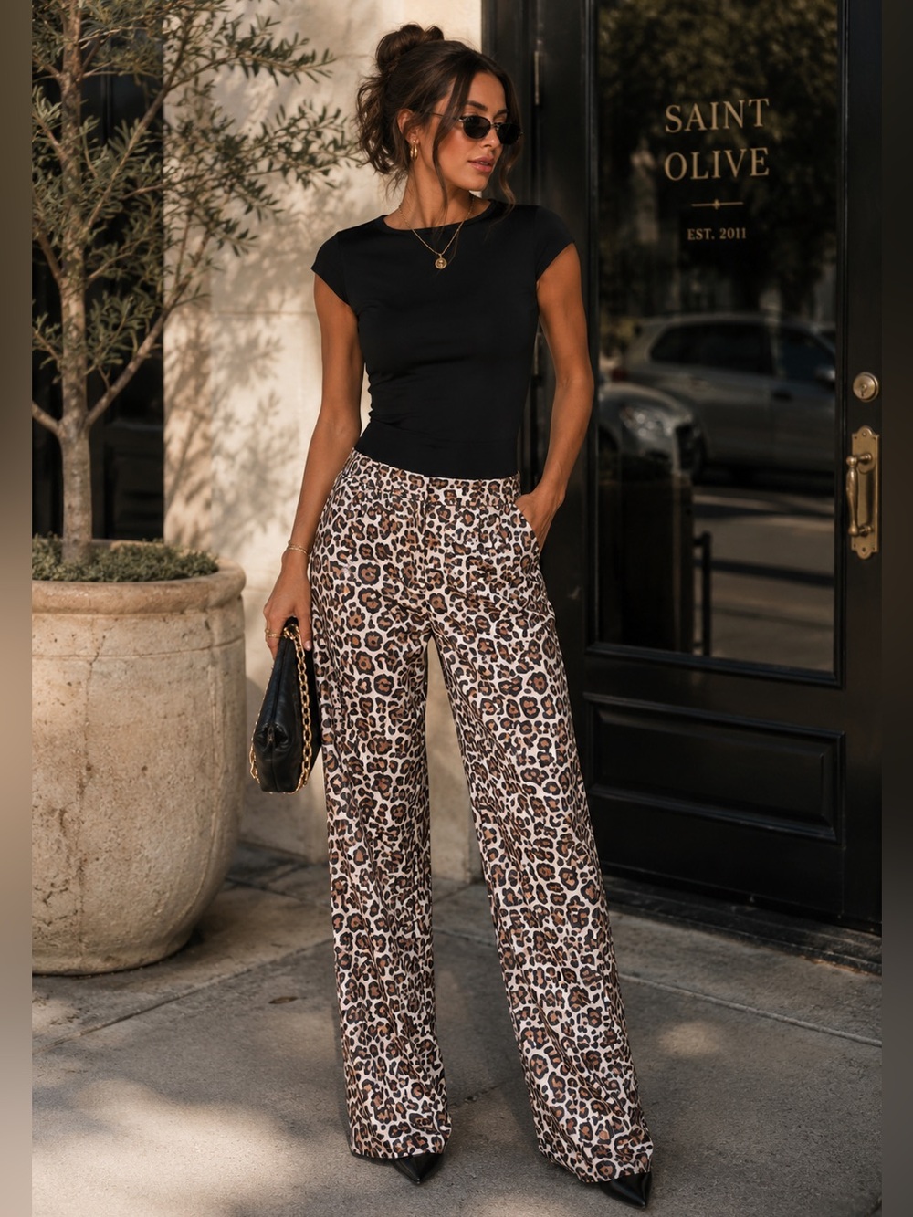 Agnes & Dora Leopard Print trouser Pants